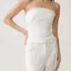 Annie Strapless Tie Back Linen Top – White
