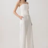 Annie Strapless Tie Back Linen Top – White