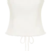 Annie Strapless Tie Back Linen Top – White