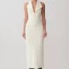 Annita Crepe Halter Midi Dress – Ivory