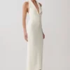 Annita Crepe Halter Midi Dress – Ivory