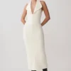 Annita Crepe Halter Midi Dress – Ivory
