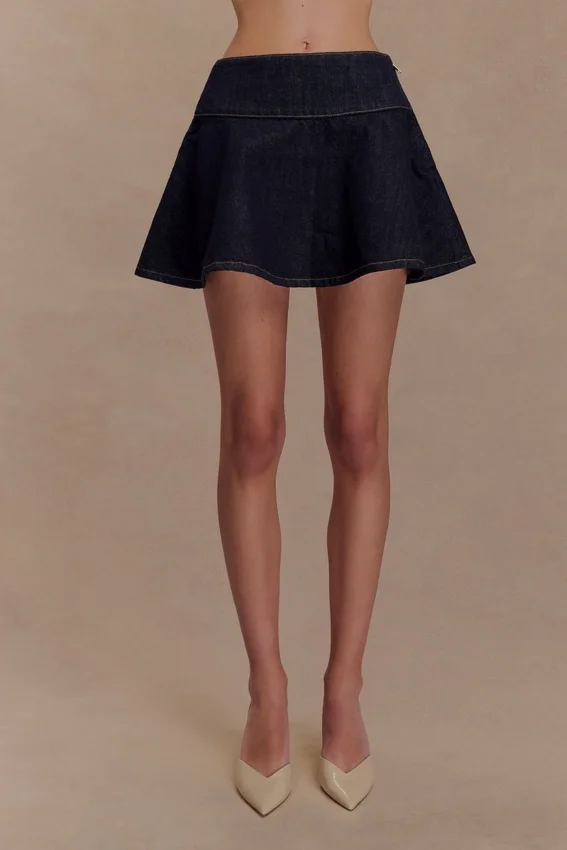 Arista Denim Mini Skirt – Washed Indigo Blue Arista Denim Mini Skirt – Washed Indigo Blue