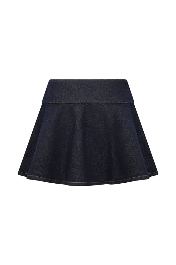 Arista Denim Mini Skirt – Washed Indigo Blue Arista Denim Mini Skirt – Washed Indigo Blue