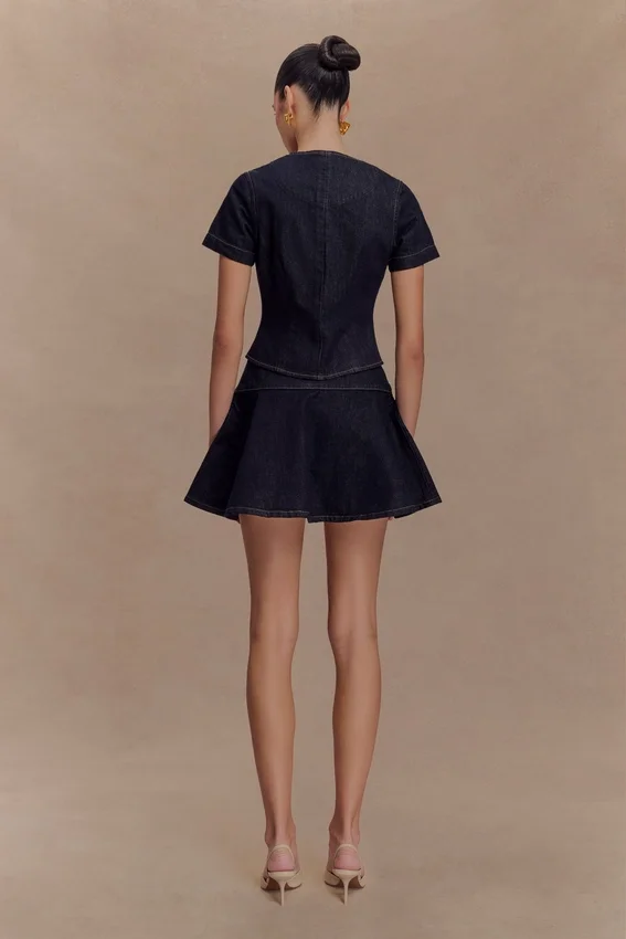 Arista Denim Mini Skirt – Washed Indigo Blue Arista Denim Mini Skirt – Washed Indigo Blue