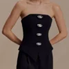 Arla Button Up Corset Top – Black