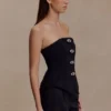 Arla Button Up Corset Top – Black