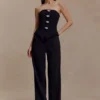 Arla Button Up Corset Top – Black