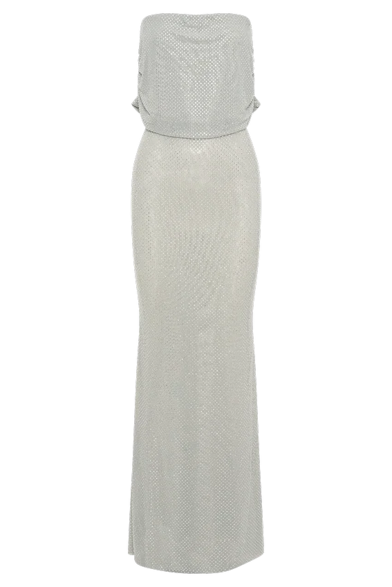 Arna Off Shoulder Diamante Maxi Dress – Silver Arna Off Shoulder Diamante Maxi Dress – Silver