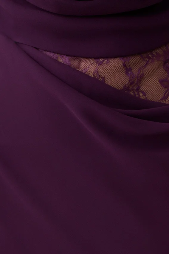 Arra Chiffon And Lace Halter Maxi Dress – Plum Arra Chiffon And Lace Halter Maxi Dress – Plum