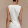 Astrid Asymmetric Sleeveless Suiting Top – White