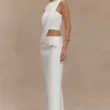 Astrid Asymmetric Sleeveless Suiting Top – White