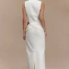 Astrid Asymmetric Sleeveless Suiting Top – White
