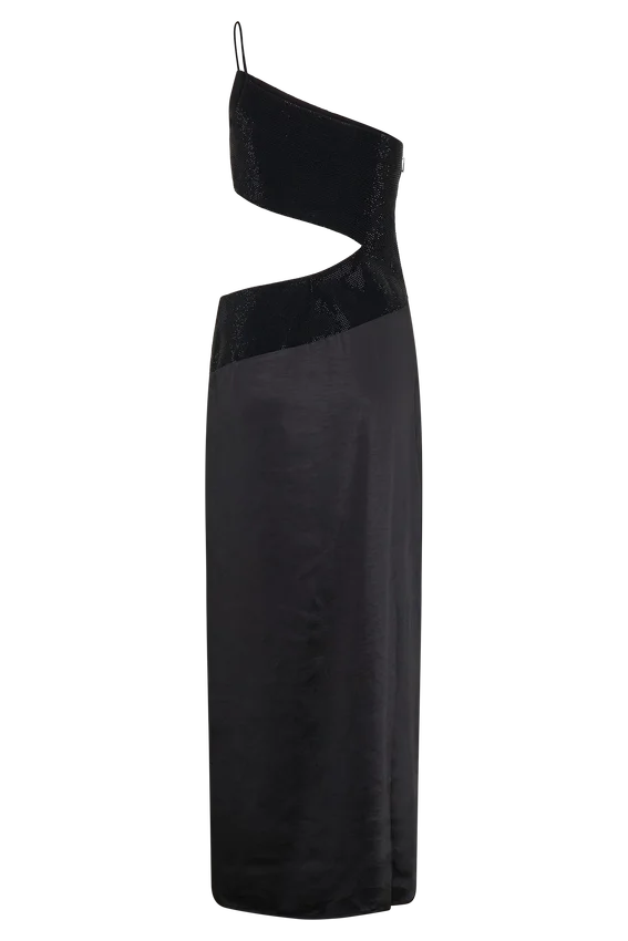 Athena One Shoulder Diamante Maxi Dress – Black Athena One Shoulder Diamante Maxi Dress – Black