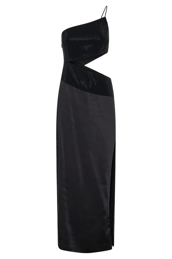 Athena One Shoulder Diamante Maxi Dress – Black Athena One Shoulder Diamante Maxi Dress – Black