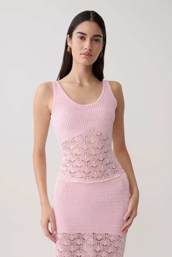 Atlantis Crochet Knit Top – Baby Pink Atlantis Crochet Knit Top – Baby Pink
