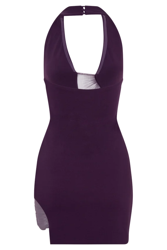 Aubree Crepe And Mesh Mini Dress – Purple Aubree Crepe And Mesh Mini Dress – Purple