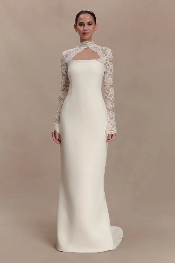 Aurelie Long Sleeve Lace Maxi Dress – Ivory Aurelie Long Sleeve Lace Maxi Dress – Ivory