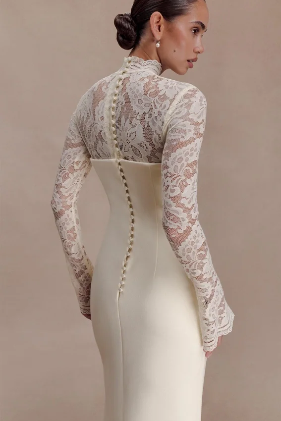 Aurelie Long Sleeve Lace Maxi Dress – Ivory Aurelie Long Sleeve Lace Maxi Dress – Ivory