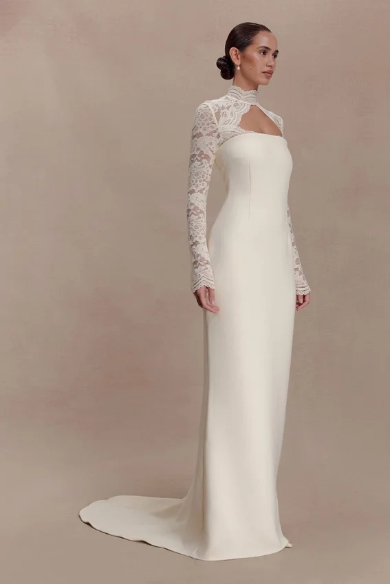 Aurelie Long Sleeve Lace Maxi Dress – Ivory Aurelie Long Sleeve Lace Maxi Dress – Ivory