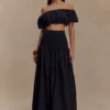 Autumn Off Shoulder Bubble Top – Black