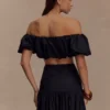 Autumn Off Shoulder Bubble Top – Black