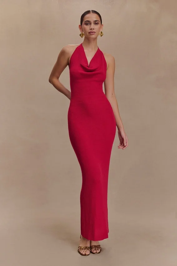 Ayella Cowl Knit Maxi Dress – Raspberry Ayella Cowl Knit Maxi Dress – Raspberry