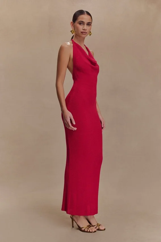Ayella Cowl Knit Maxi Dress – Raspberry Ayella Cowl Knit Maxi Dress – Raspberry