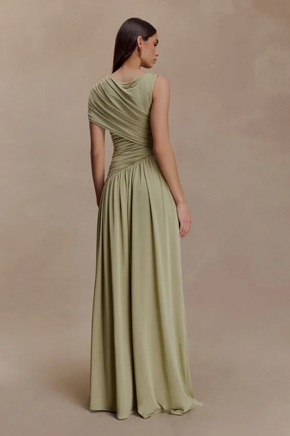 Ayeshya Slinky Asymmetric Maxi Dress – Sage Ayeshya Slinky Asymmetric Maxi Dress – Sage