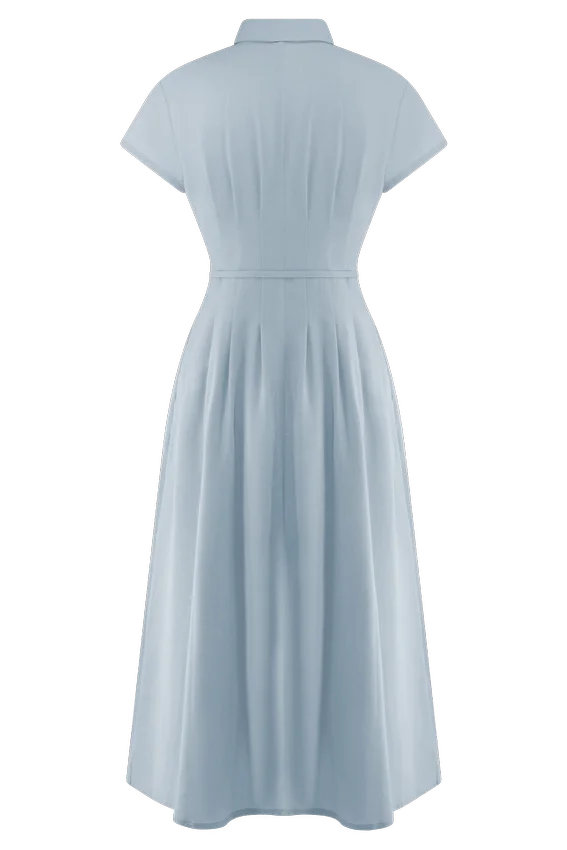Aysha Buttoned Linen Midi Dress – Cornflower Blue Aysha Buttoned Linen Midi Dress – Cornflower Blue