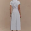Aysha Buttoned Linen Midi Dress – White Aysha Buttoned Linen Midi Dress – White