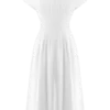 Aysha Buttoned Linen Midi Dress – White Aysha Buttoned Linen Midi Dress – White