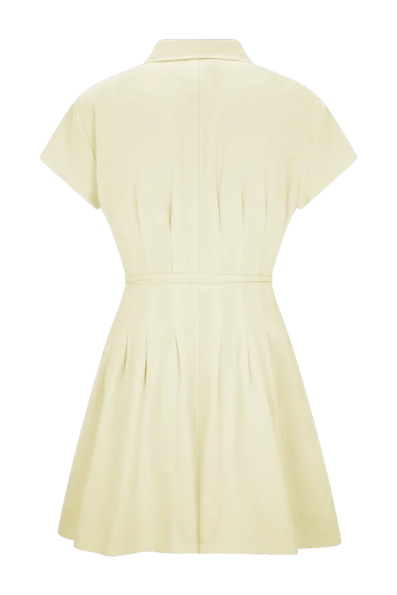 Aysha Buttoned Linen Mini Dress – Lemon Aysha Buttoned Linen Mini Dress – Lemon