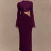 Azariah Long Sleeve Knit Midi Dress – Plum