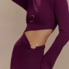 Azariah Long Sleeve Knit Midi Dress – Plum