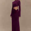Azariah Long Sleeve Knit Midi Dress – Plum