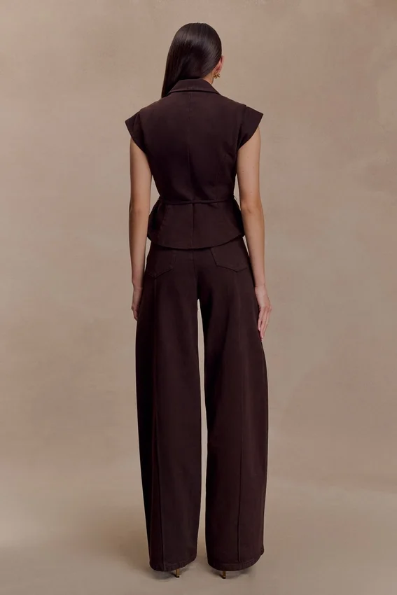 Charley Structured Tie Denim Top – Chocolate Charley Structured Tie Denim Top – Chocolate