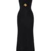 Beck Plunge Maxi Dress With Floral Hardware – Black
