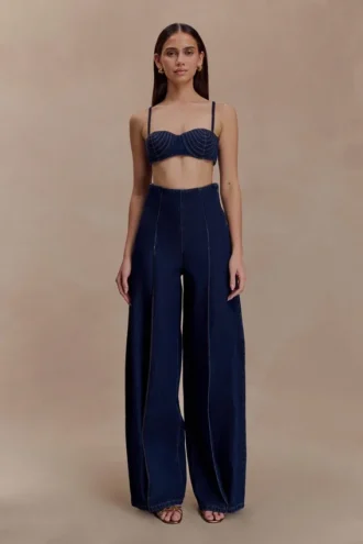 Belle Denim Cropped Bralette – Indigo Blue Belle Denim Cropped Bralette – Indigo Blue