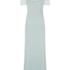 Bernadina Mesh And Slinky Halter Maxi Dress – Pale Blue