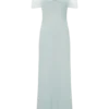 Bernadina Mesh And Slinky Halter Maxi Dress – Pale Blue