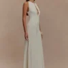 Beryl Slinky Maxi Dress With Pearls – Ivory