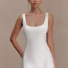 Beth Satin Mini Dress – White