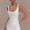 Beth Satin Mini Dress – White