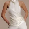 Bianca Satin Halter Top – Ivory