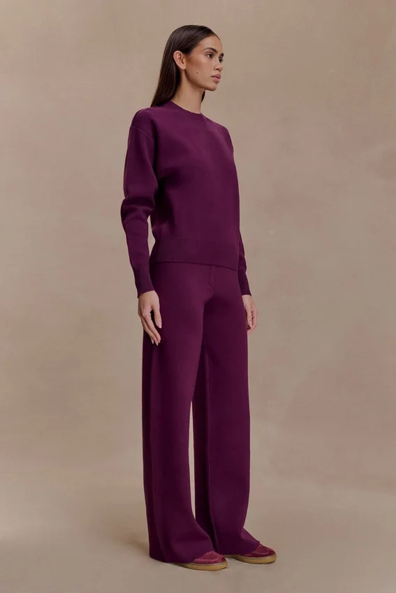 Lauren Knit Trouser – Plum Lauren Knit Trouser – Plum