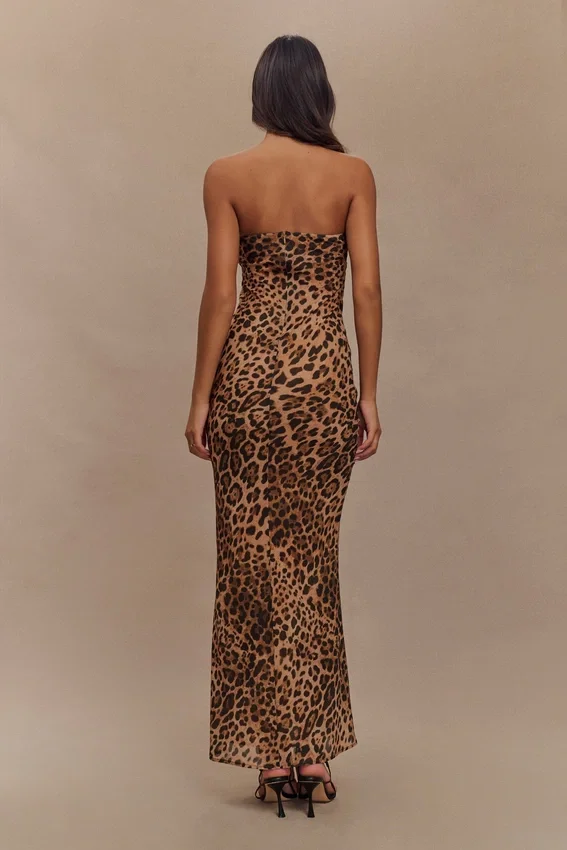 Breanna Strapless Chiffon Maxi Dress – Leopard Print Breanna Strapless Chiffon Maxi Dress – Leopard Print