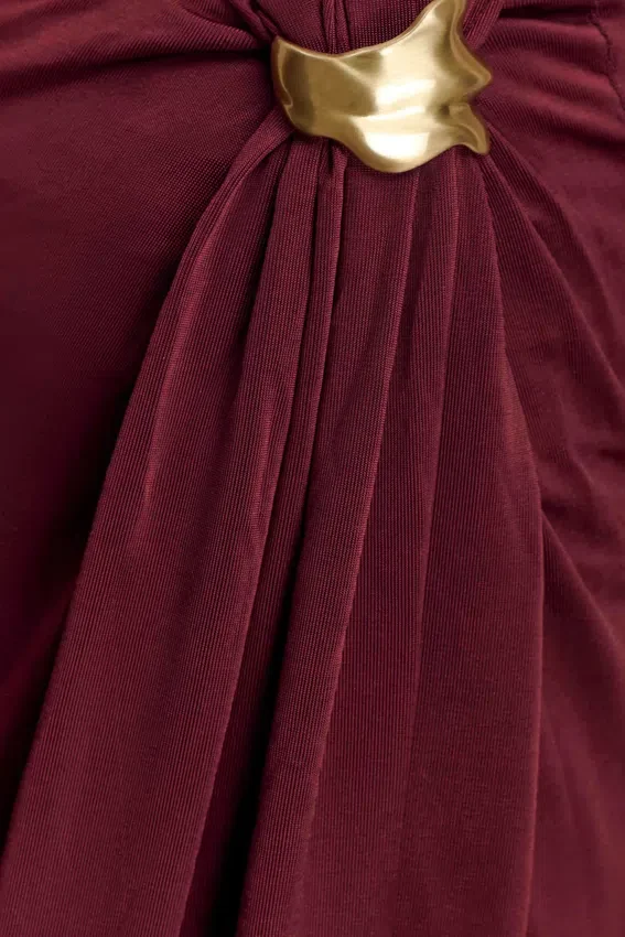 Bridget Slinky Maxi Skirt With Hardware – Burgundy Bridget Slinky Maxi Skirt With Hardware – Burgundy
