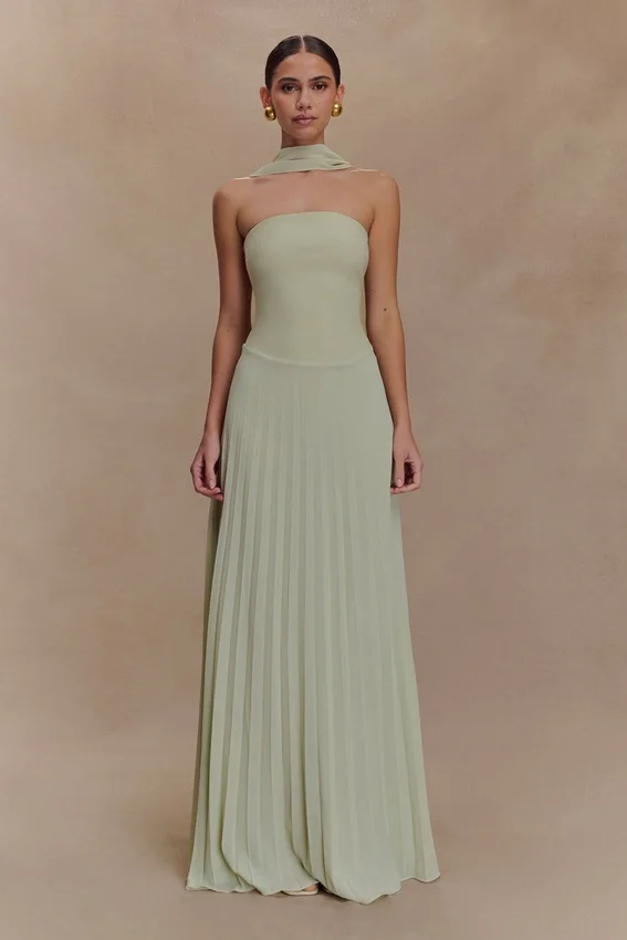 Caira Chiffon Scarf Maxi Dress – Sage Caira Chiffon Scarf Maxi Dress – Sage