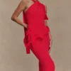 Caprice Halter Knit Maxi Dress – Red